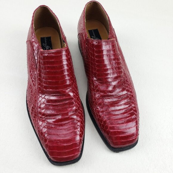 Giorgio Brutini Genuine Snake Skin Loafer Mens 12 Red Slip On Casual Exotic Shoe - Picture 1 of 16